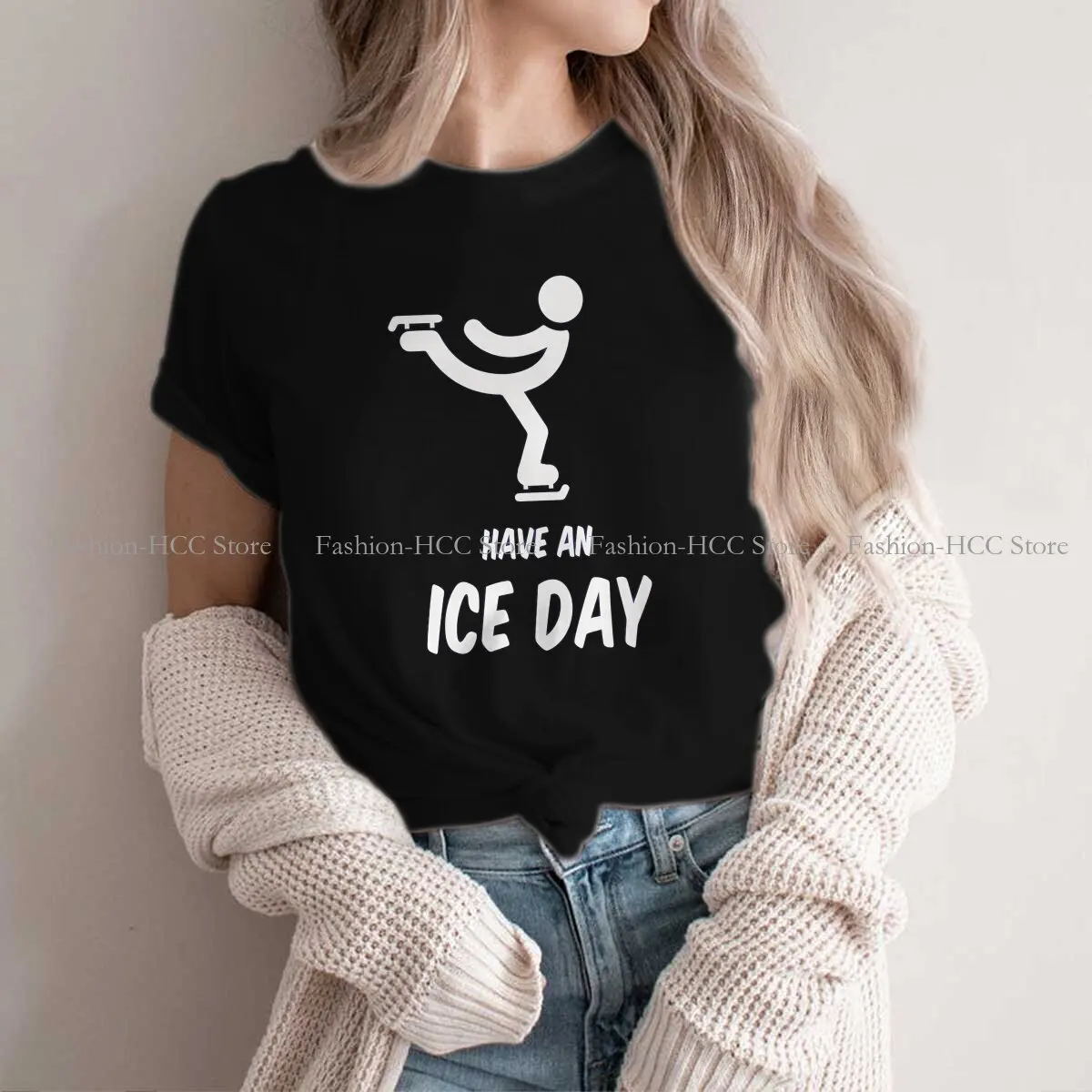 

Have An Ice Day Round Collar TShirt Figure Skating Classic T Shirt Women Tops New Design