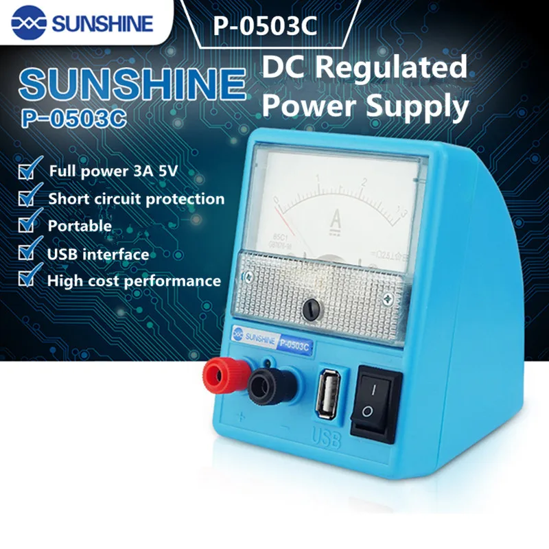 

SUNSHINE P-1503TD P-1505TD P-0503C Portable Regulated Power Supply for Mobile Phone With Short Circuit Protection