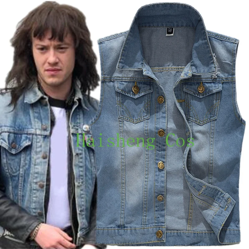 Stranger Things Eddie Munson Cosplay Costume Hellfire Club Denim