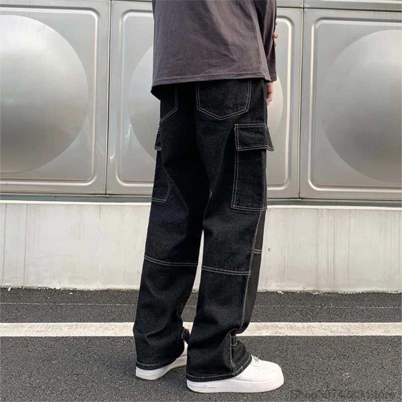 Wide Leg Jeans Men loose Hip Hop Casual Men's Straight Baggy Denim Pants Streetwear Skateboard Pant Neutral Trousers Plus Size 3