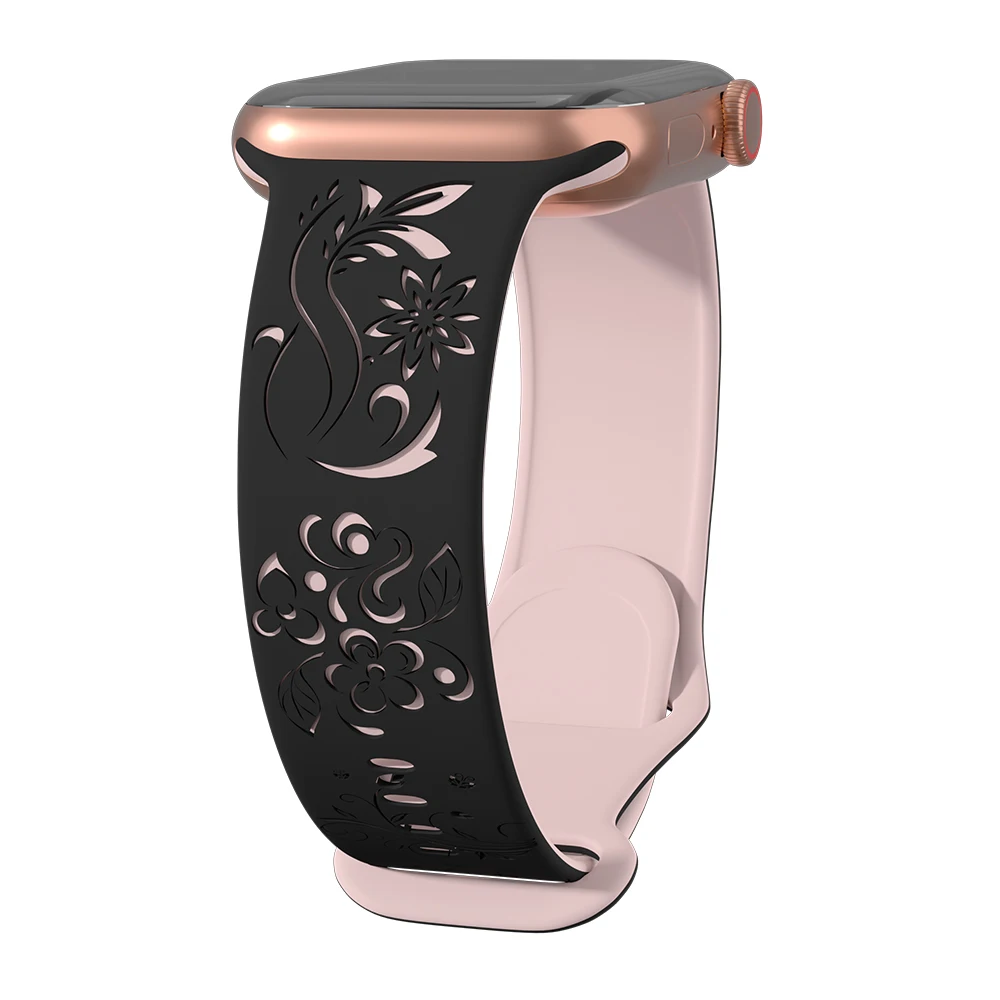 Floral Engraved Silicone Strap