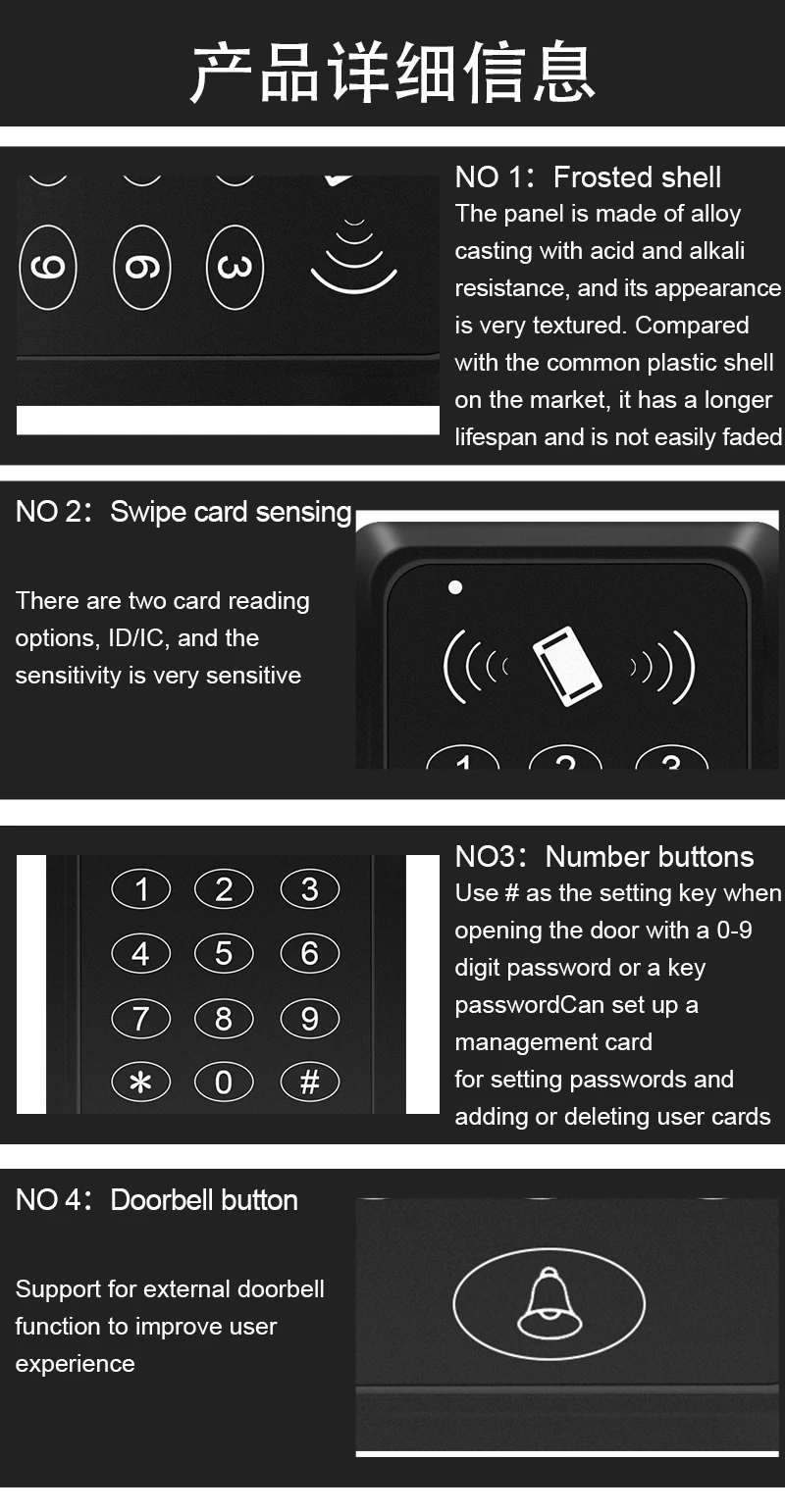 RFID Keypad Keyboard Access Control System 125Khz Waterproof Cover Outdoor Keyfo