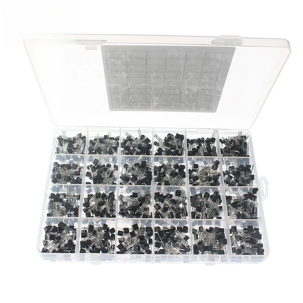 200/480/600/840PCS Transistor TO-92 Transistors Kit BC547 BC327 BC337 2N2222 3904 3906 C945 PNP/NPN Transistors with Box