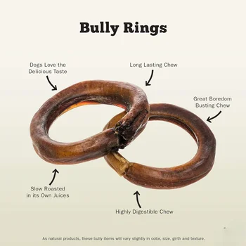 All-Natural Bully Stick Rings for Dogs - Long Lasting Rawhide Chew Treat - Case of 35 2