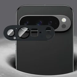Durable Rear Metal Camera Bezel Cover with 9H Tempered Glass Protector - Pixel 10 (Black)