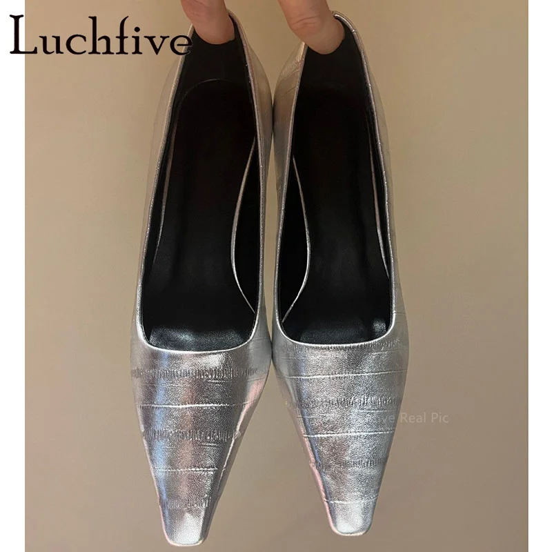

2024 Summer New Leather Ladies Basic Shoes Kitten Heel Office Dress Shoes Brand Women's Sexy Pumps Party Shoes