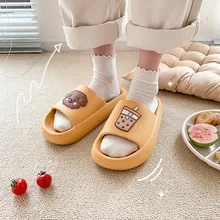 

Cute Bear Summer Women Slippers Platform Soft Thick Bottom Non-Slip Bathroom House Slipper Female Lovely Flats Ladies Shoes