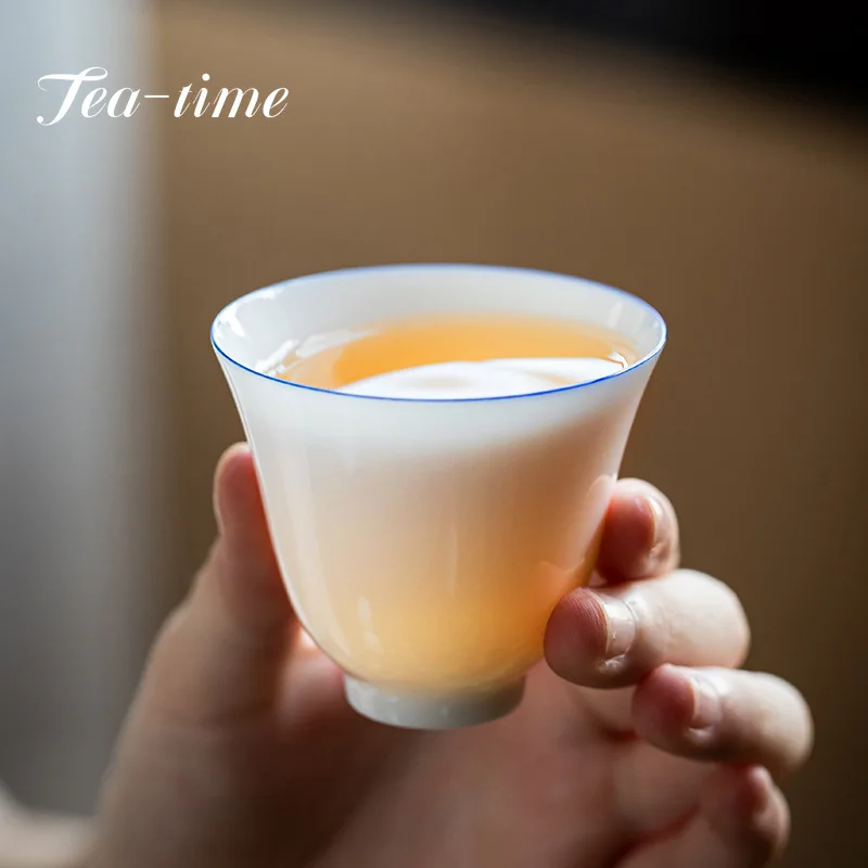Boutique Sweet White Porcelain Teacups Thin Tire Master Cup Single Tea Bowl Small Tea Cup Kung Fu Tea-tasting Wine Drinkware
