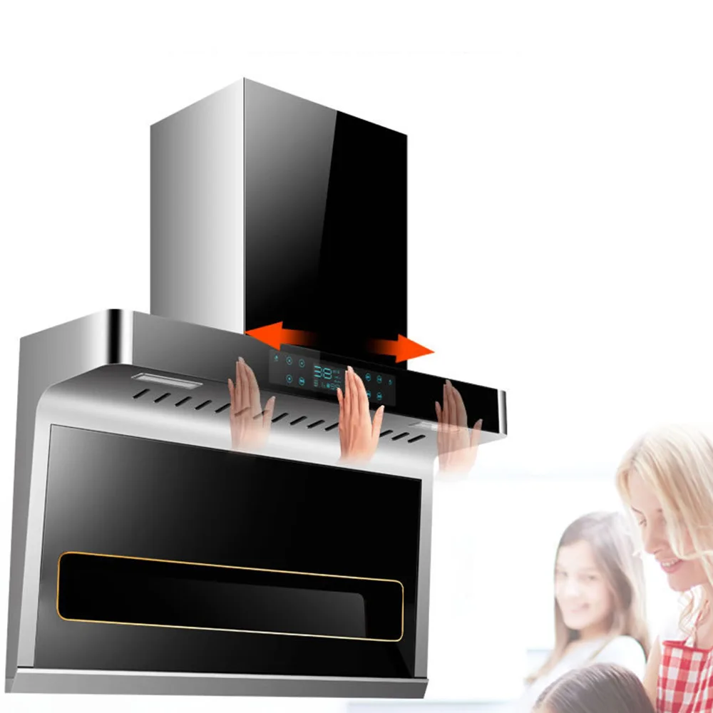 Household Top Suction Type Range Hood Extractor Large Suction Kitchen Range Hood Smart Somatosensory Heat Cleaning