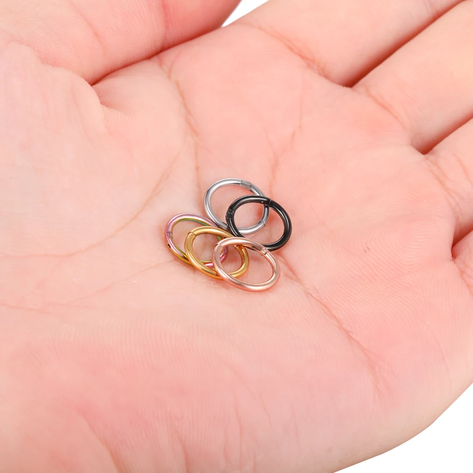 1Pc 316L 스테인레스 스틸 코 Septum Clicker 힌지 세그먼트 링 코 고리 립 귀 연골 귀 헬릭스 바디 피어 싱 쥬얼리
