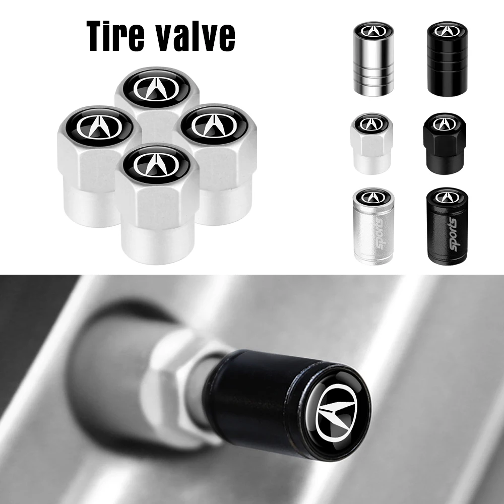 Suitable for Acura TSX ILX TLX RLX CDX RDX MDX ZDX Series car Metal Wheel tire Valve stem Cover 4 Pieces of Logo Shape Decoration Accessories Gray 
