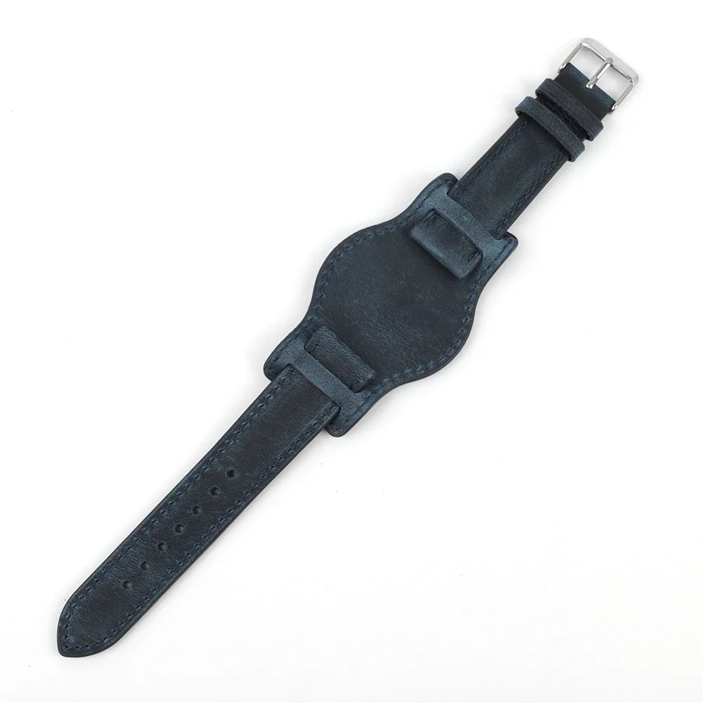 Genuine Cowhide Retro Leather Watch Band with Mat Bund Strap