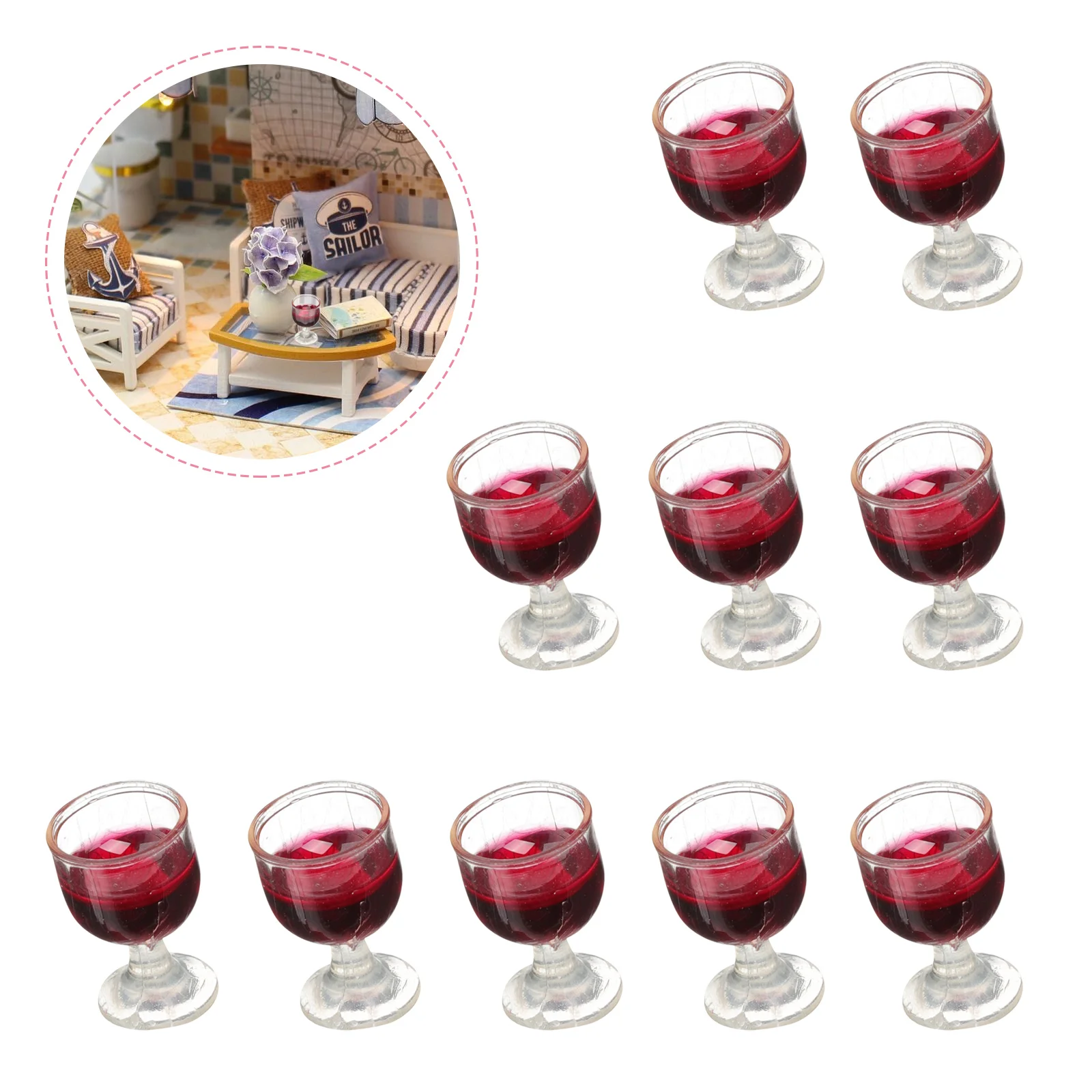 

10 Pcs Model Mini Dollhouse Glass Glasses Toy Goblet Dolls Pvc Toys Cocktail