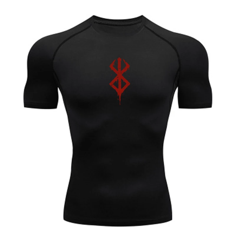 

Summer Running homme T-Shirt Men Short Sleeve Compression Shirt Gym Sports Top Black Quick Dry Breathable MMA Fitness Clothing