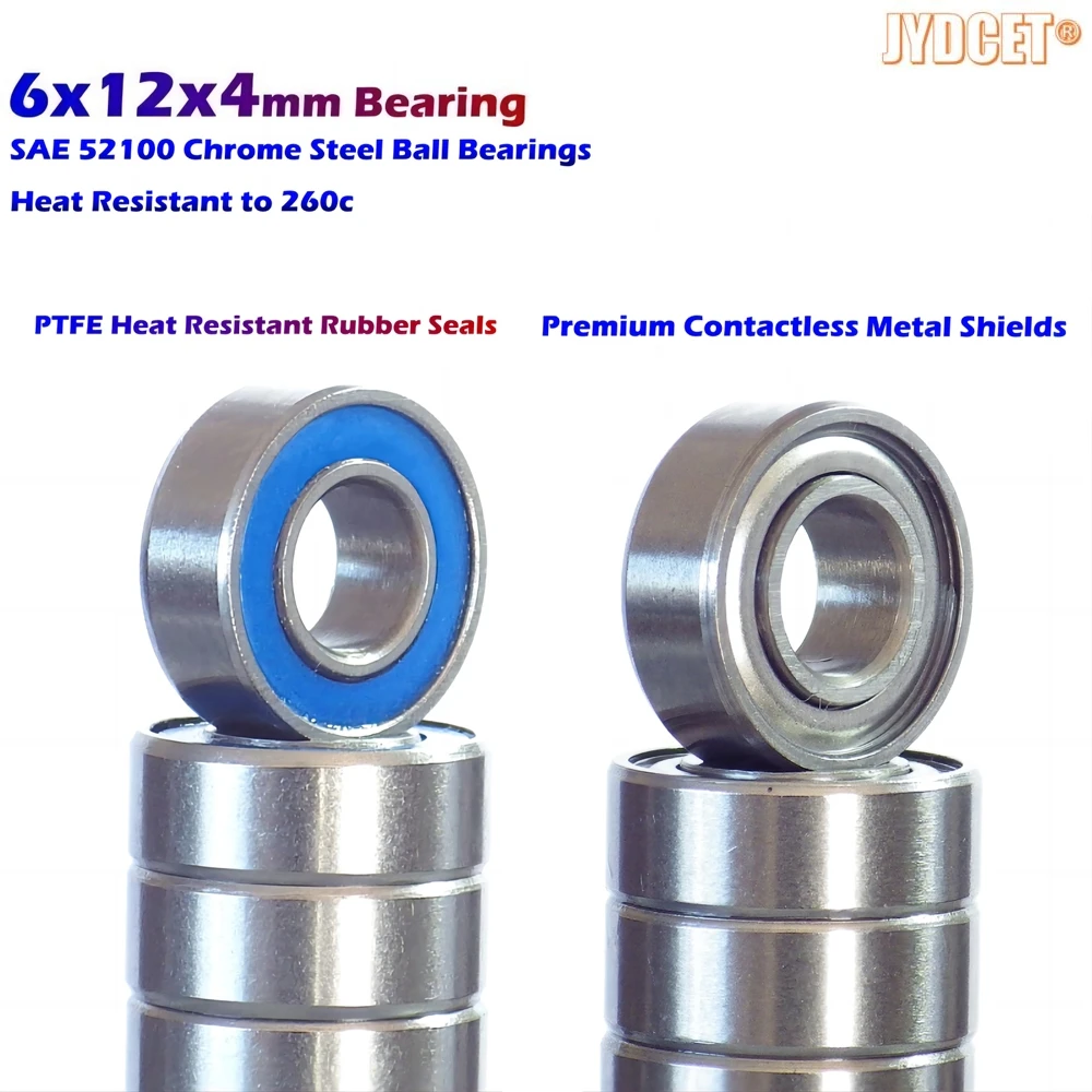 

6x12x4mm Bearing MR126 - Rubber Seals / Metal Shields - Precision High Speed Bearing for Scooters Elevators Skateboards RC Car
