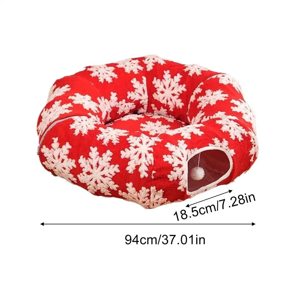 Cama tipo túnel para gato de Navidad, nido de Donut, saco de dormir suave para gatito, para enriquecimiento, ejercicio, sala de estar, balcón, decoraciones para el hogar