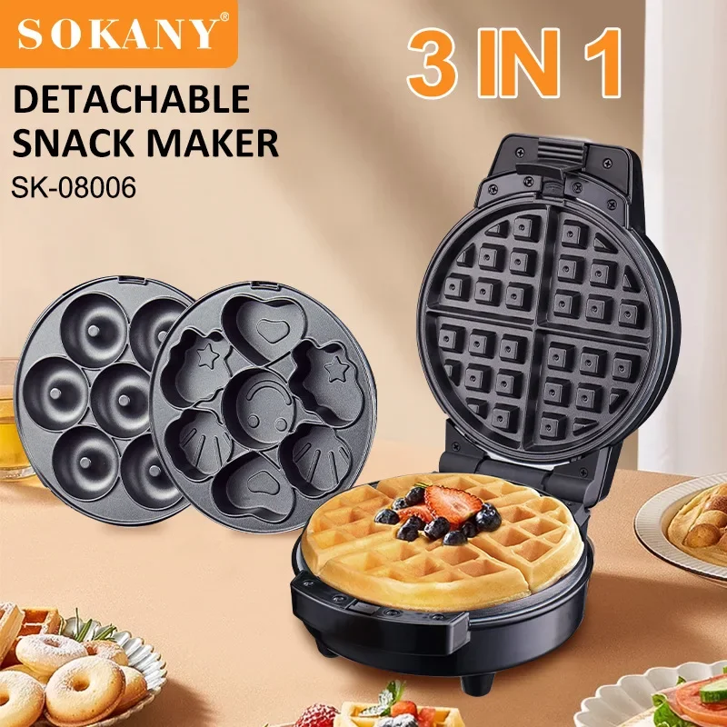 Houselin Waffle Maker, Donut machine, 3-in-1 Electric Cooking Appliance for Quick Meals , Gourmet Sandwich with Nonstick Plates mobile bakery fast food truck ice cream snack cart food cart trailer used dessert food truck gourmet truck with kitchen for sale