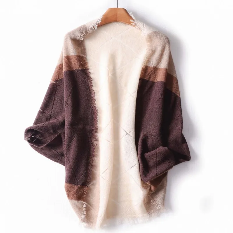 

High quality 100% pure cashmere women's tassel shawl Fashion check warm Korean Large shawl coat Women's soft shawl