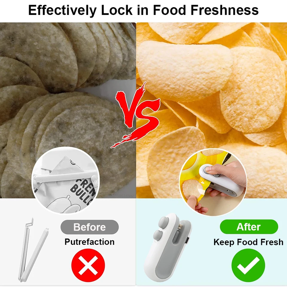 WANGCL Mini Bag Sealer 2 in 1Handheld Heat Vacuum Sealer en Cutter met Lanyard Voedselbeschermer gebruikt voor het afdichten van plastic zakken om snacks op te slaan Draagbare sluitmachine (roze