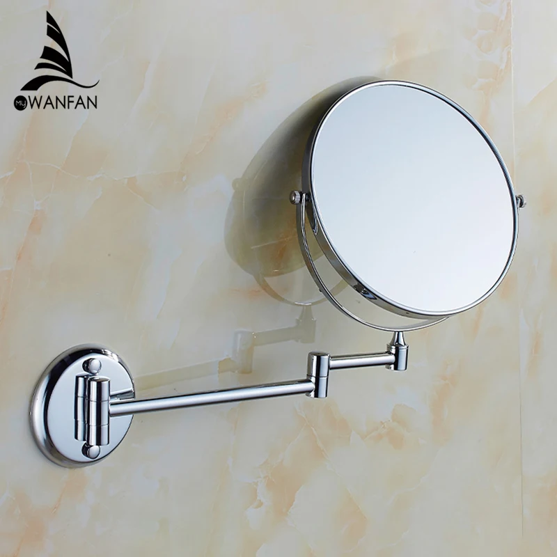 

Серебряные зеркала для ванной комнаты, 8 дюймов, круглое настенное зеркало с 3-кратным увеличением, косметические зеркала для макияжа с двойным лицом, латунное зеркало для ванной комнаты 1308L