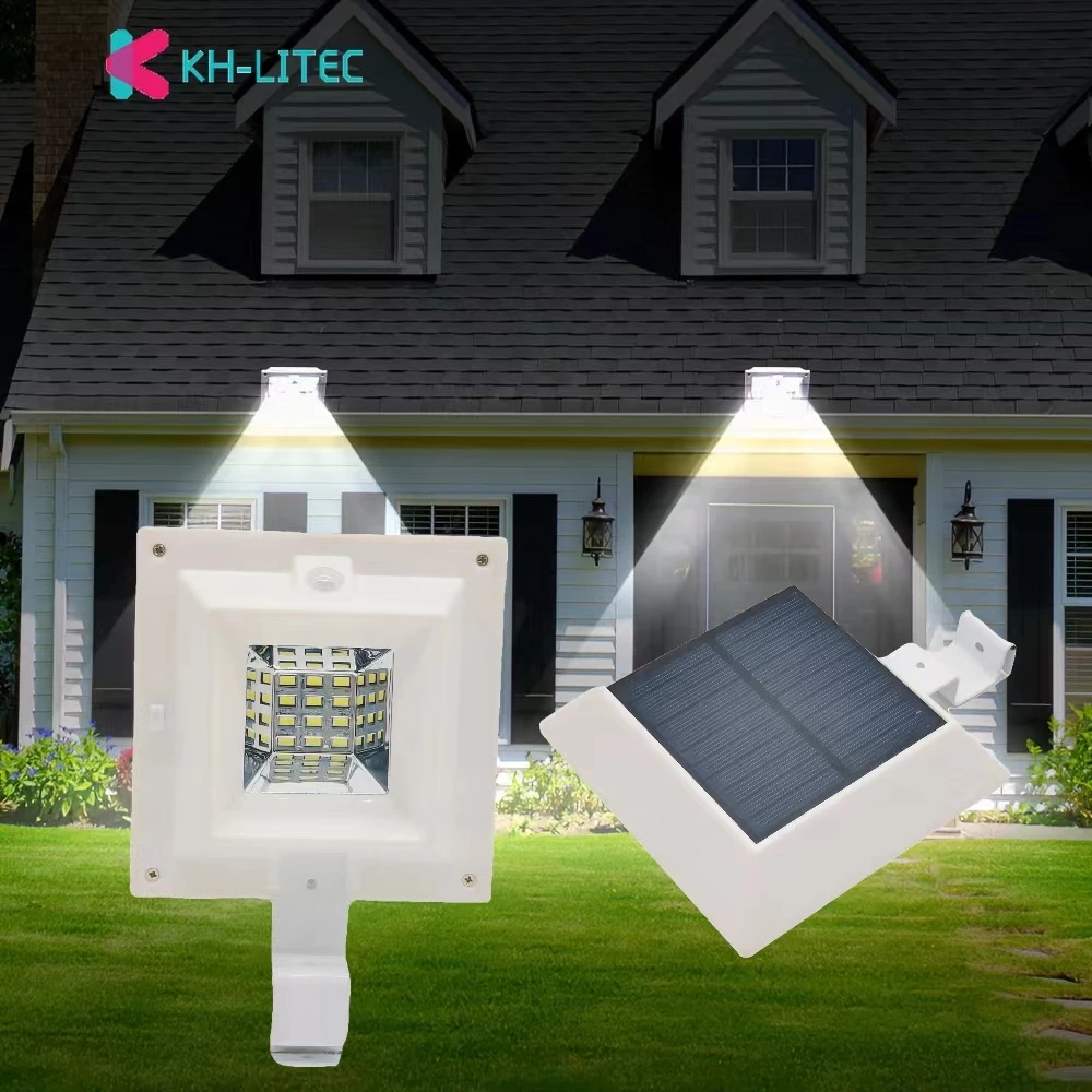 KHLITEC 12 LEDs Solar Gutter Light with Motion Sensor Outdoor Lighting Solar Powered Fence Gutter Solar Lamp For Garden Street