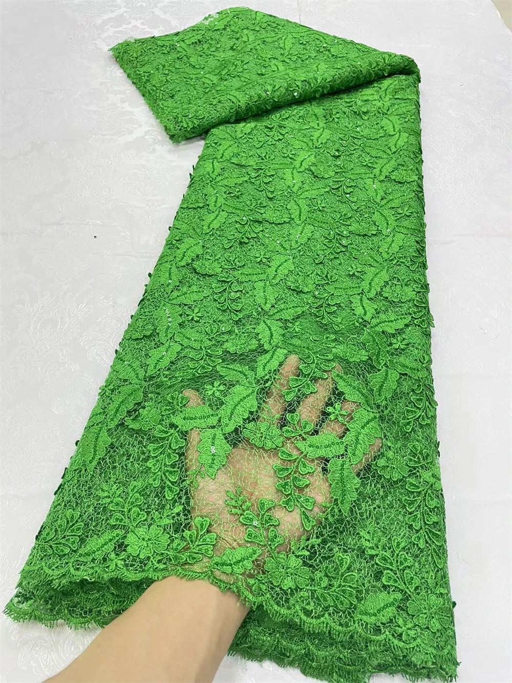 

Нигерийская Водорастворимая хлопковая кружевная ткань с вышивкой и блестками, тюль для свадебного платья, высокое качество, JL309, 5 ярдов, 2024