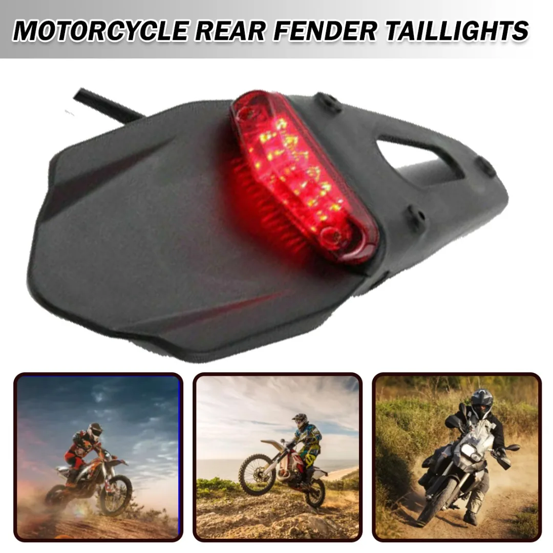 

1pc Motorcycle Rear Fender Tail Lamp 12V ABS Universal Motocross LED Brake Light Moto License Plate Bracket TailLight