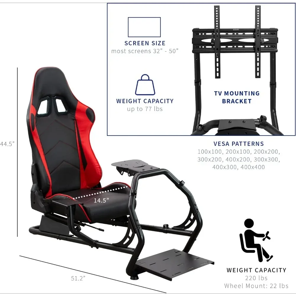 Gaming Chair with TV Mount, Wheel Stand, Gear Mount, Chairs and Frame Only, Racing Simulator Cockpit, Gaming Chair 2