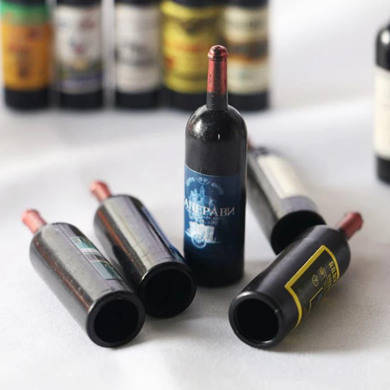 5Pcs 1/12 Dollhouse Miniature Red Wine Bottle Simulation Accessories For Food Play Toy Decoration,pretend food toys