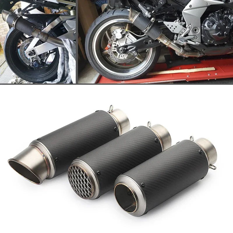 

51mm 60mm Universal Carbon Fiber Motorcycle Exhaust Pipe With DB Killer Muffler Motocross Racing Escape For Pit Bike BMW Kawasak