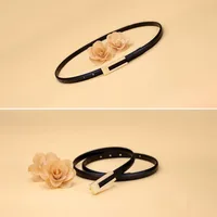 Femmes coréennes à la mode en cuir PU mince sangle de taille accessoires en métal ceinture de base femmes décontracté poreux réglable ceintures de mode 4