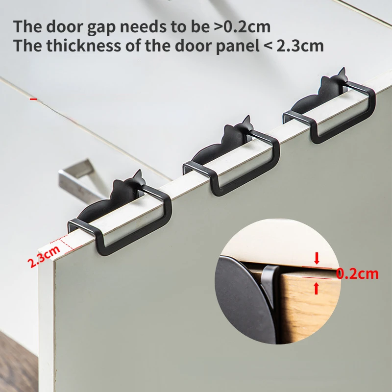 Door Back Hook Cabinet Door Nail-free Non-sticky Hanger Clothes Hook Organize Accessories Black Cat