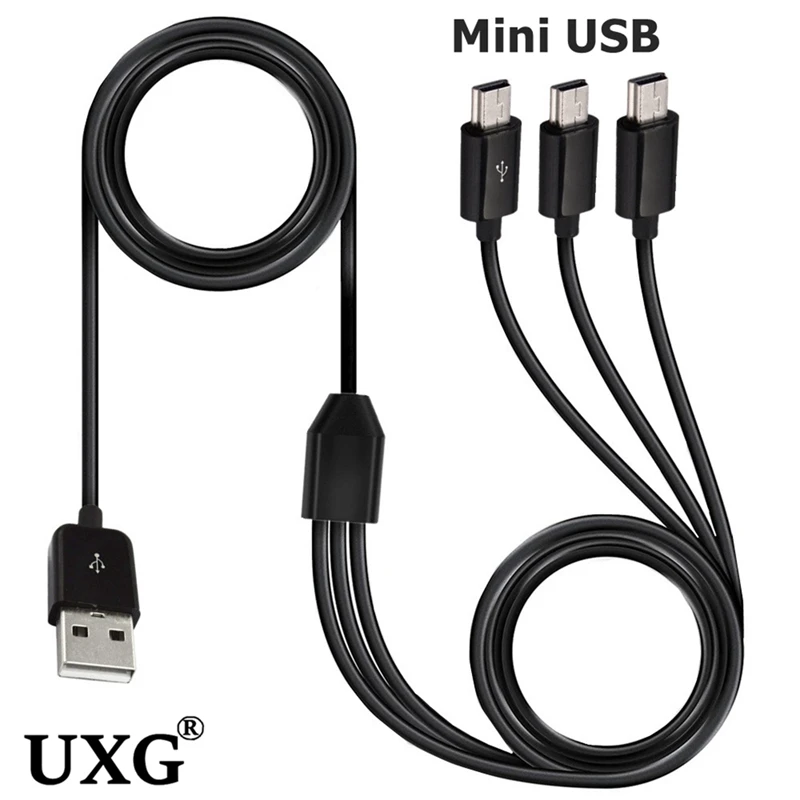 USB A 수 1-3 미니 USB 5 핀 3 인 1 미니 USB 데이터 충전기 케이블, 1 m 고속 충전 미니 USB Y 스플리터 케이블 