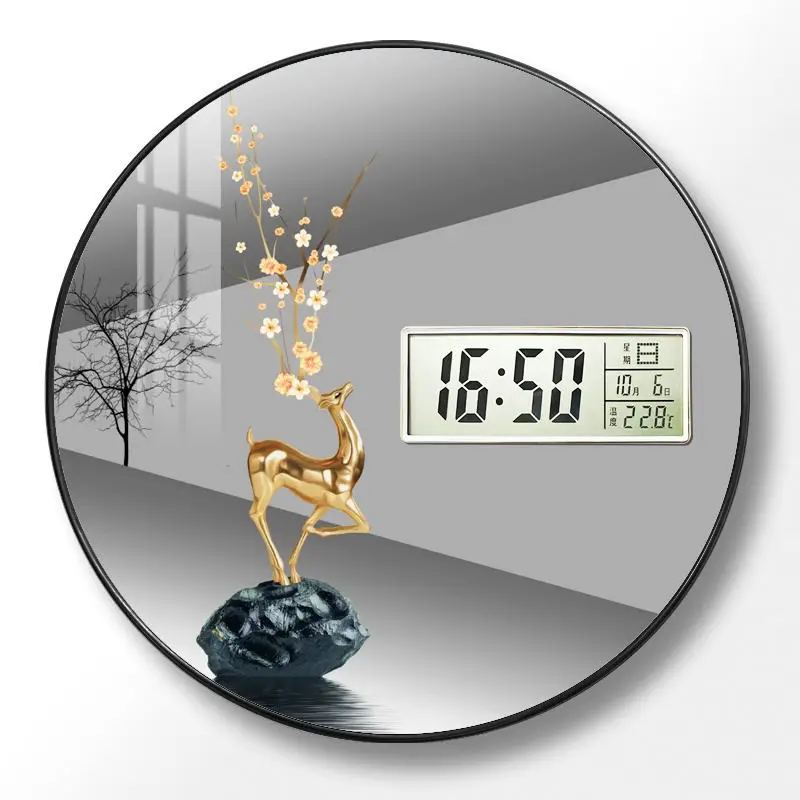 Modern wall clock for living room, home use, creative, silent, drill-free wall-mounted decorative painting electronic clock - 4