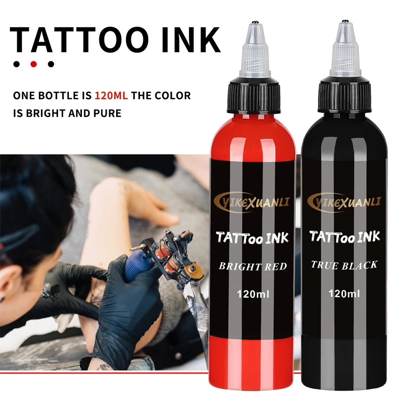 120ml red/black Tattoo Ink Pigment with box BodyArt Tattoo Kits Professional Beauty Paints Makeup Tattoo Supplies Semi-permanent 2
