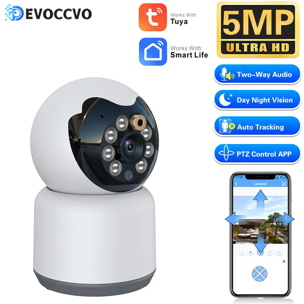 TUYA WiFi Camera 5MP Home View Security Baby Elder Laser Pet Gimbal Head Shaking Machine Camera Monitor Protection Audio Camera laser engraving machine enclosure eye protection vent protective cover fireproof for tts ts2 cnc cutting enclosure 800x800mm