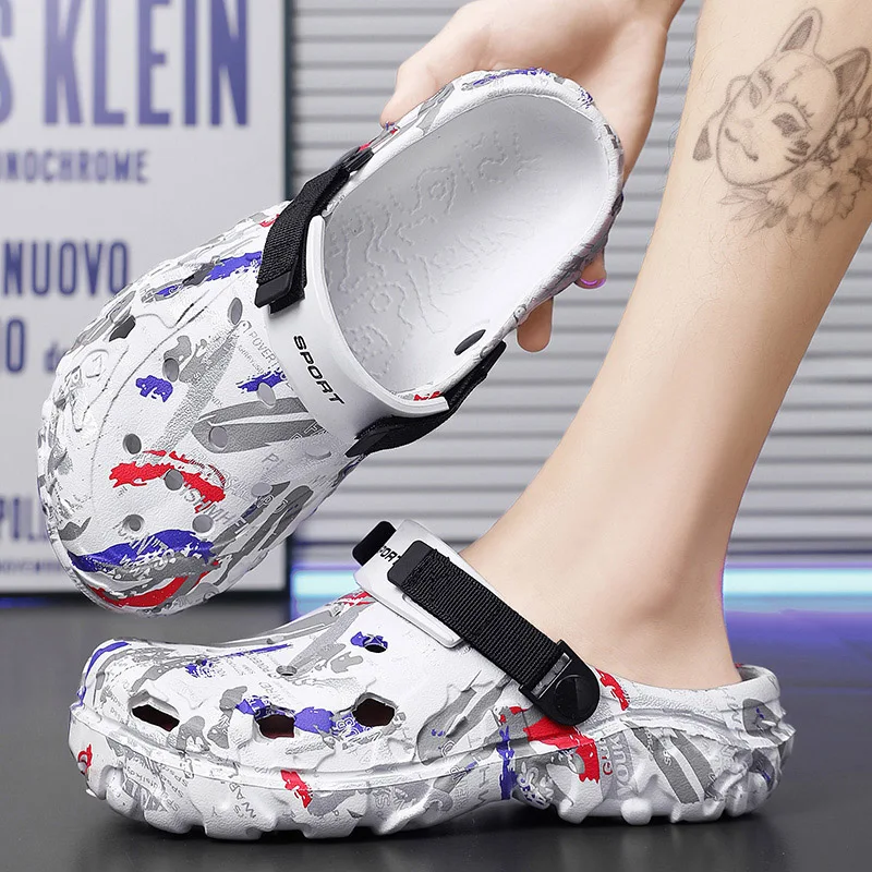 Plus Size 47 Summer Men Sandals Clogs Outdoor Garden Clogs Hole Shoes Male Casual Shoes Water Shoes Comfort Home Soft Slippers 6
