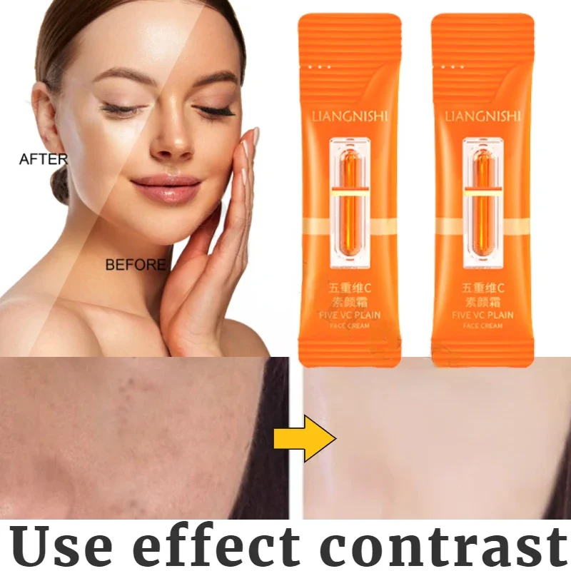 Five-dimensional C makeup cream concealer isolation brightens natural skin color lasting lazy makeup cream 50 packs/box five fold vitamin c cream concealer isolation brightening natural whitening lazy cream 4 in 1 whitening cream 30ml