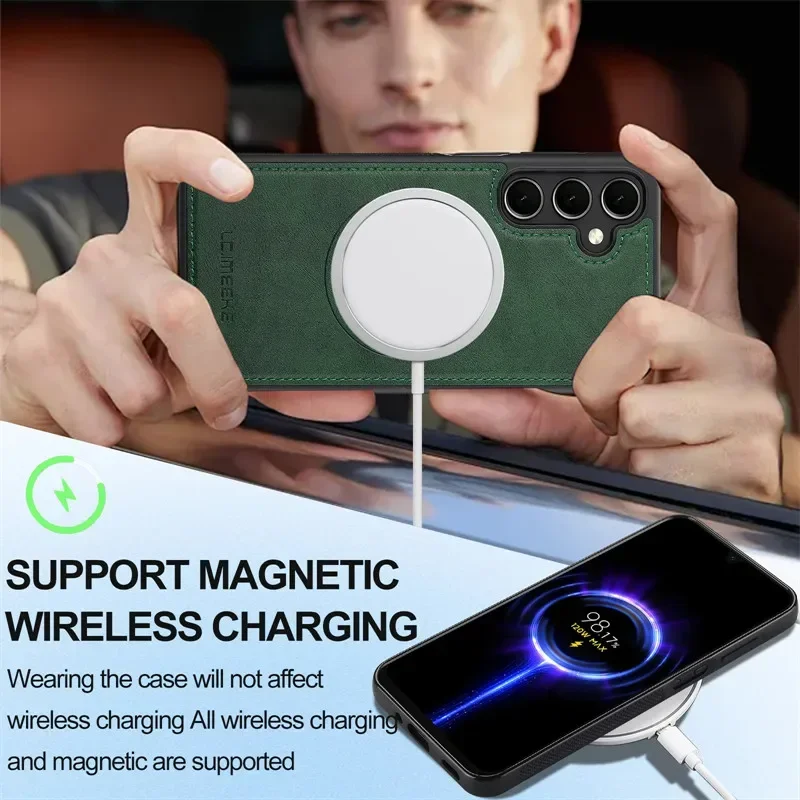 Premium Magsafe Magnetic Flip Leather Wallet Phone Case with Card Holder