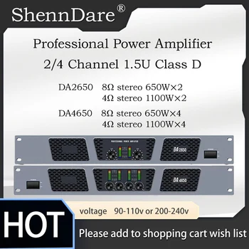 ShennDare DA4650 디지털 전력 증폭기 전문 클래스 D 2/4 채널 8ohn 650W 오디오 증폭기 라인 어레이 스피커 APM 무대 성능 DJ 서브 우퍼 프리 앰프 결혼식 회의 가족 KTV 4ohm 1100W 사운드 앰프