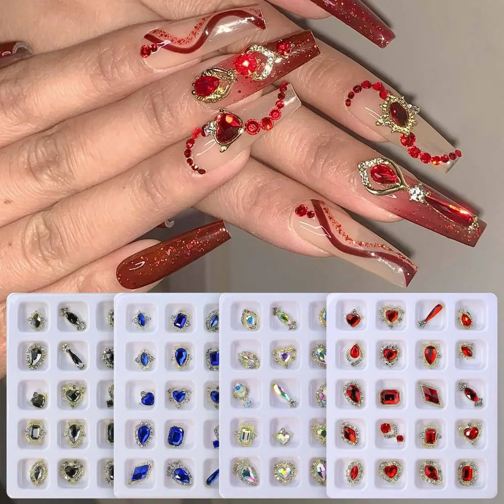 

20Pcs/set Luxury Aurora Nail Rhinestones Manicure Accessories Charms 3D Nail Art Drills Profiled Drills Nail Decorations
