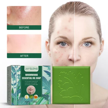 Facial Cleansing Bar Gentle Wormwood Face Wash Bar Soap Natural Herb Bar Soap Wormwood Soap Bar For Face & Body Cleaning 2