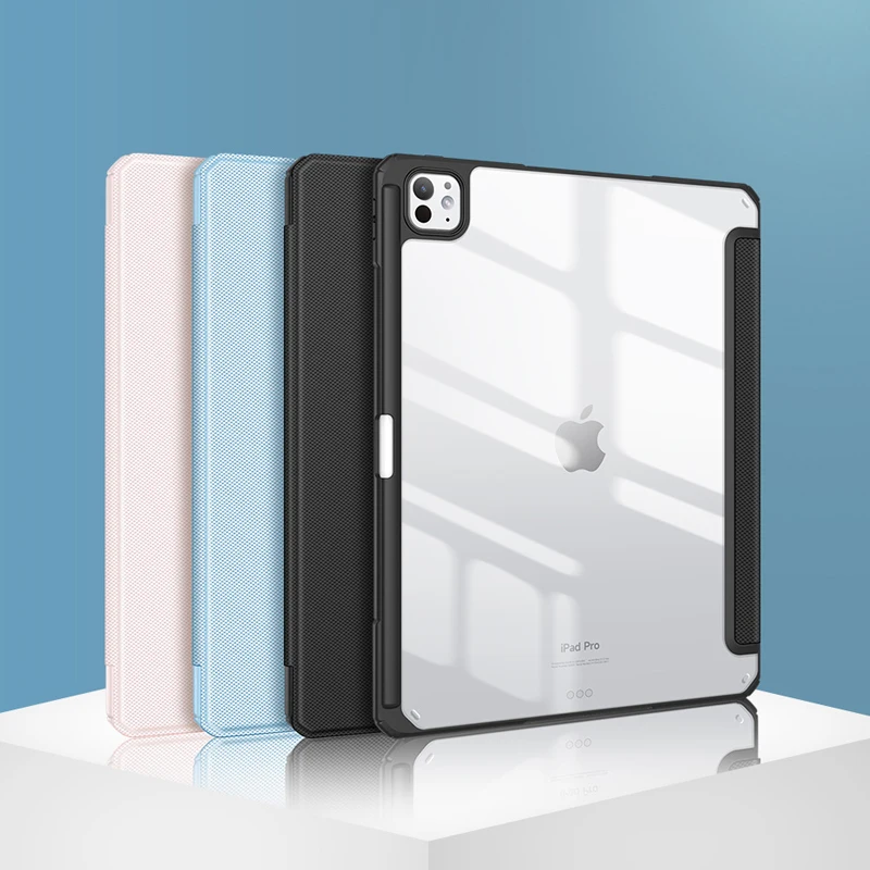 For iPad Pro 11 ,13 2024 Case Trifold Stand PU Leather Smart Flip