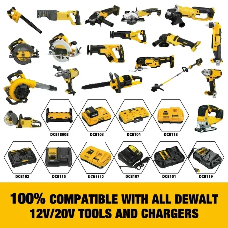 Power Tool Battery Genuine 6.0Ah 8.0Ah 18V 20 Volt MAX DCB200 Replacement Li-ion Battery for Dewalt DCB205 DCB201 DCB203 18650 Power Tool Batteries
