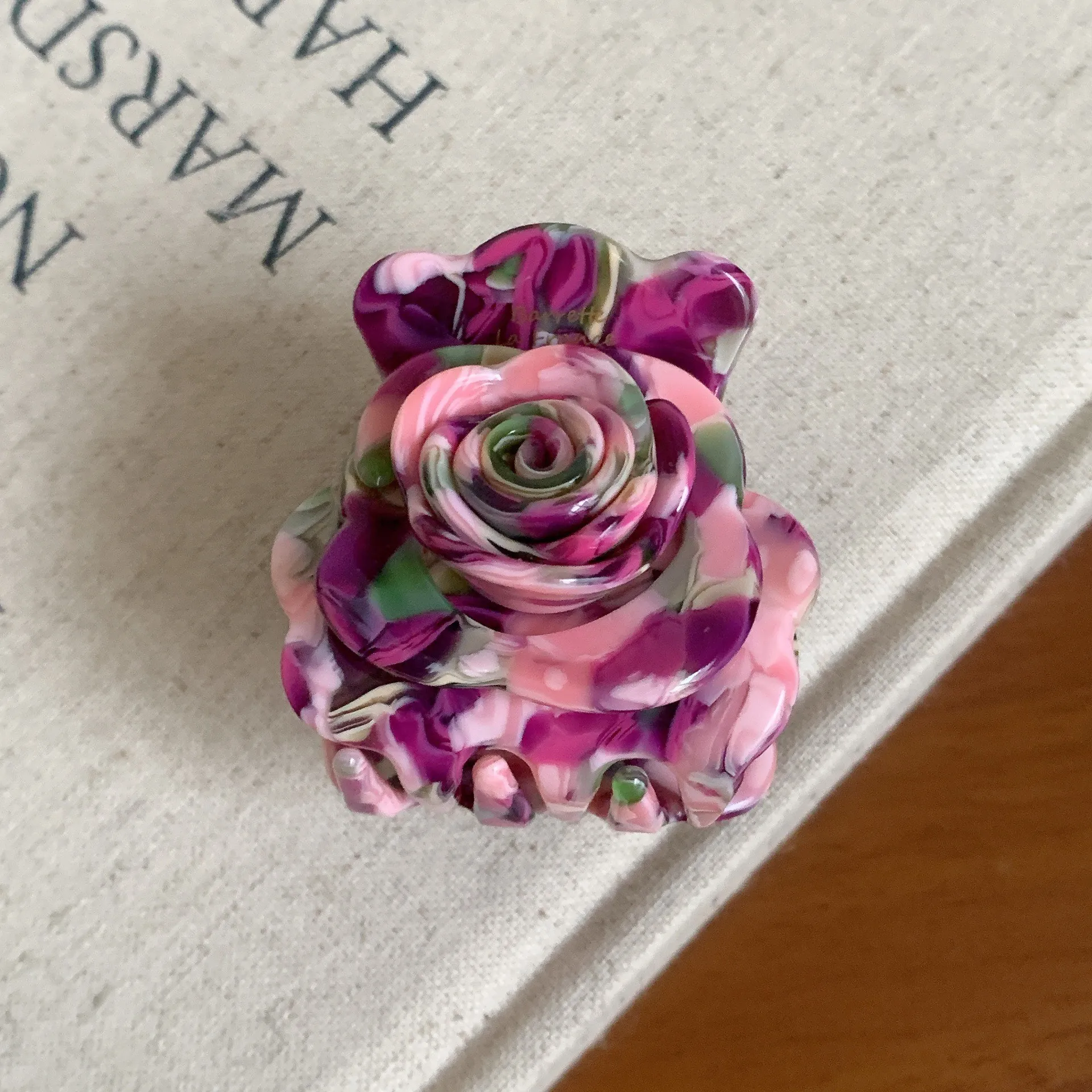 YWYHJ Colored Roses Hair Claw French Style Mini Acetate