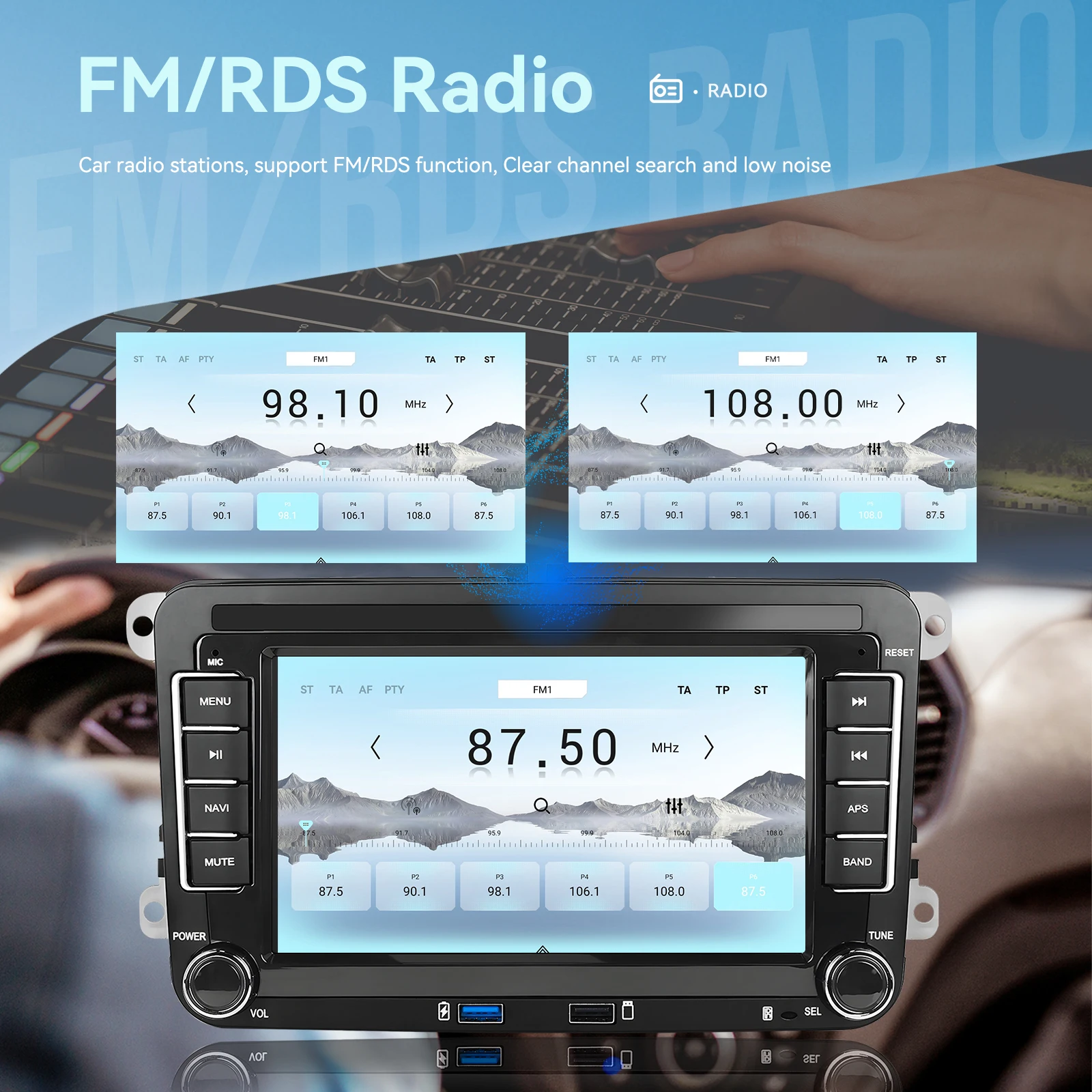 Podofo 4+64G 7'' Autoradio für VW/PASSAT/TOURAN/GOLF Multimedia-Player 8-Kern Qualcomm Carplay Android Auto DSP RDS BT Auto-Audio – Detail 14
