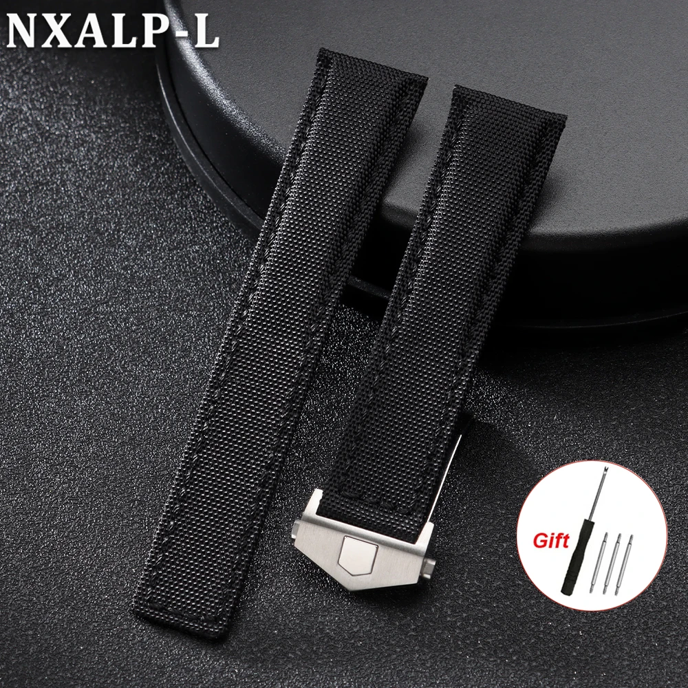 Durable Nylon Canvas Leather Watch Strap for Folding Buckle Bracelet
