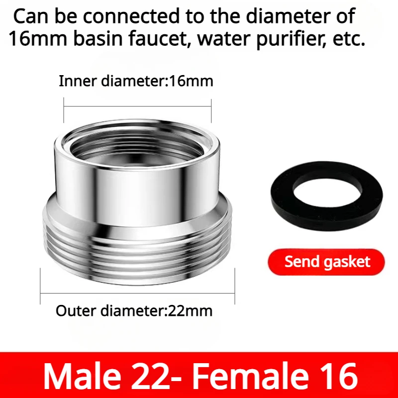 Juntas torneira de aço inoxidável, m22 a m20, m18, m28 conector rosca, purificador de água, cozinha acessório, 1 conjunto