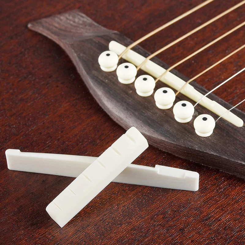 

6 String Guitar Saddle Nut White Bone Bridge With Nut For Acoustic Folk Guitar Replacement Spare Part Guitar Accessories