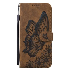 3D Butterfly Leather Flip Wallet Case - Elegant and Durable Protection for Redmi 13 (Brown)